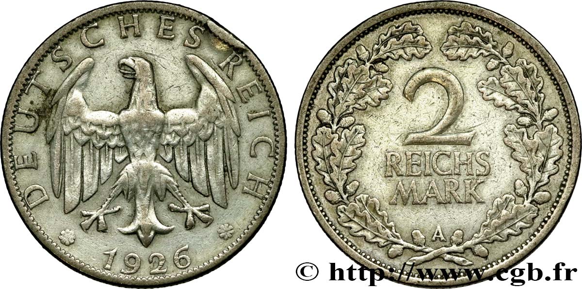 GERMANIA 2 Reichsmark aigle 1926 Berlin BB 