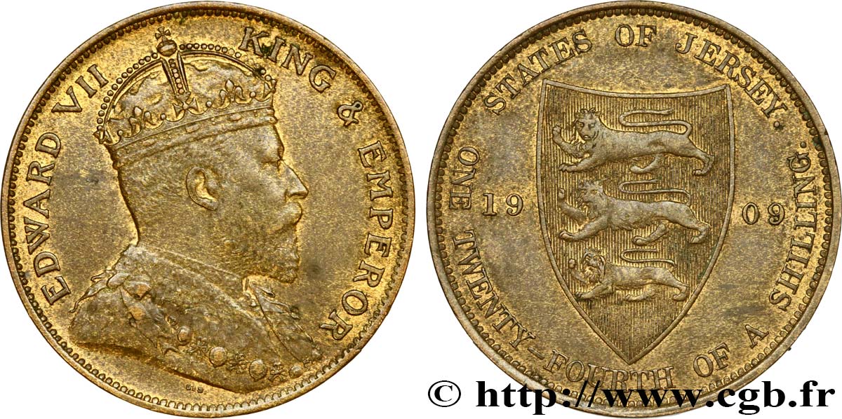 JERSEY 1/24 Shilling Edouard VII 1909  SPL 