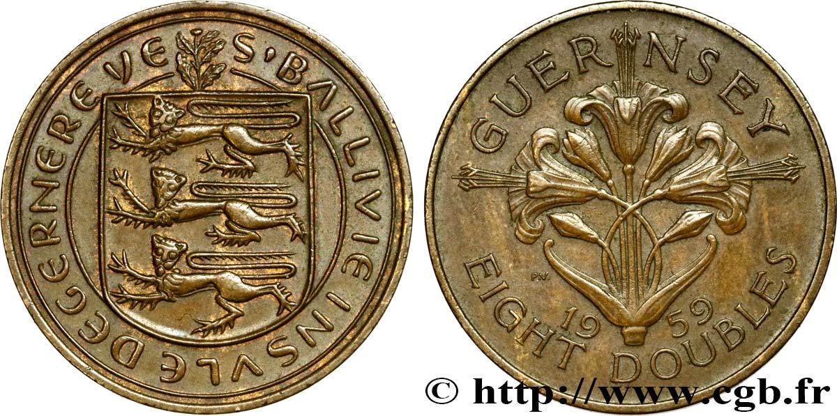 GUERNSEY 8 Doubles sceau du baillage de Guernesey 1959  VZ 