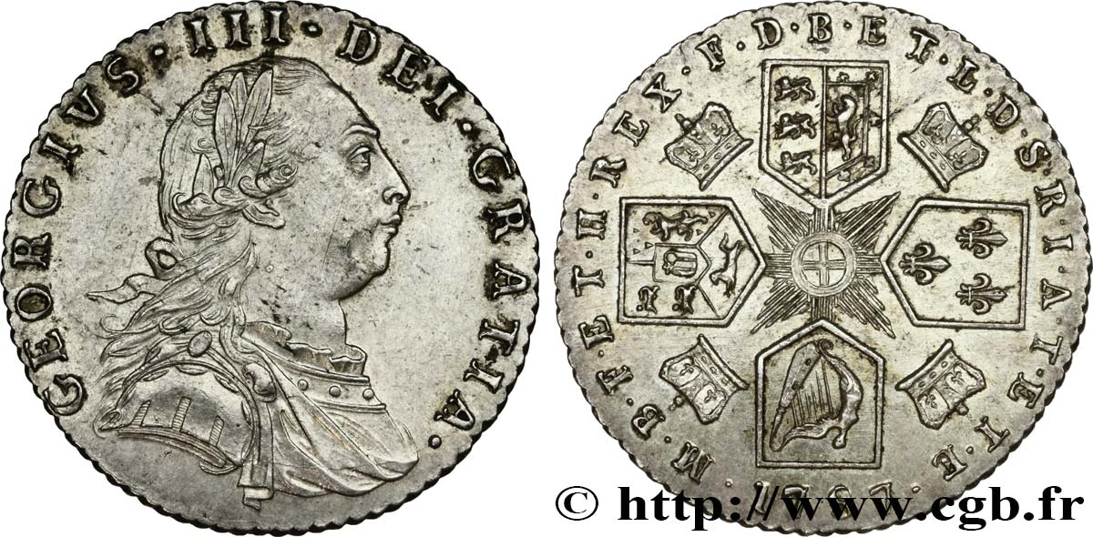 VEREINIGTEN KÖNIGREICH 6 Pence Georges III 1787  VZ/fST 