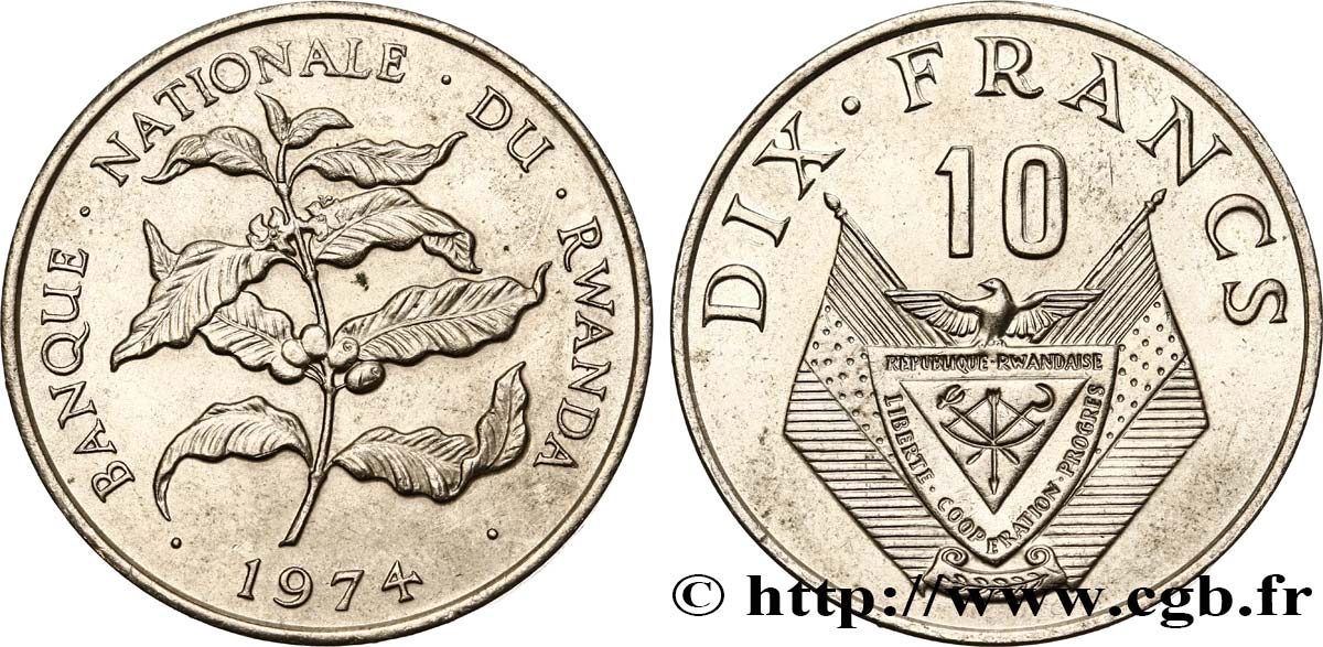 RUANDA 10 Francs 1974  EBC 
