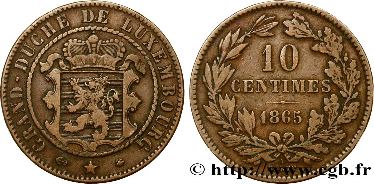 LUXEMBURGO 10 Centimes 1865 Paris BC+ 