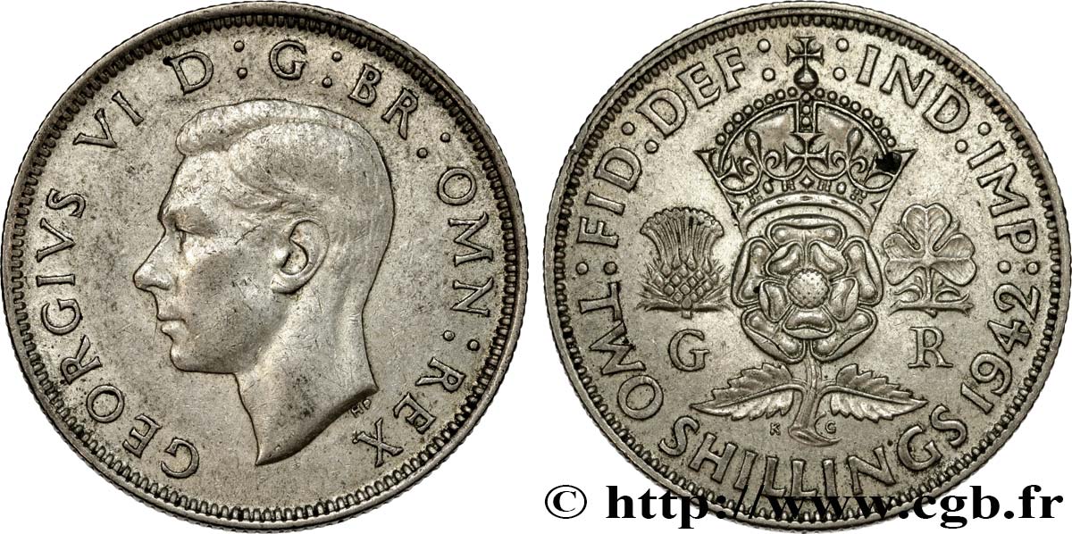 REINO UNIDO 1 Florin (2 Shillings) Georges VI 1942  MBC+ 