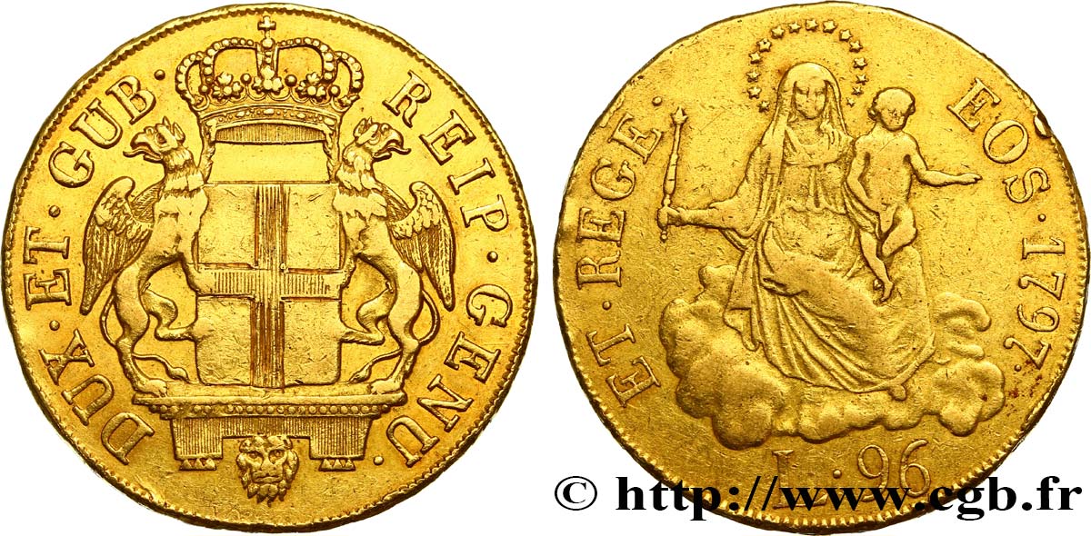 ITALY - REPUBLIC OF GENOA 96 Lire 1797 Gênes XF/VF 