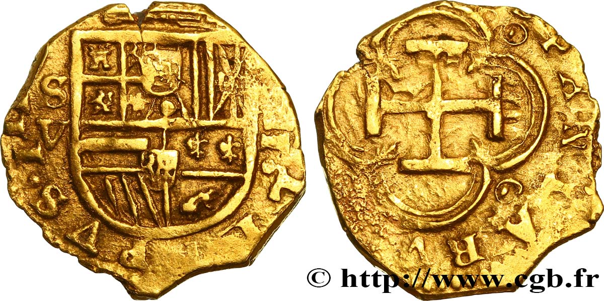 ESPAGNE - ROYAUME D ESPAGNE - PHILIPPE III 2 Escudos n.d. Séville q.BB 
