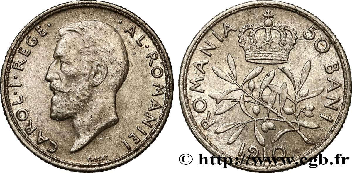 ROMANIA 50 Bani Charles Ier 1910  AU 