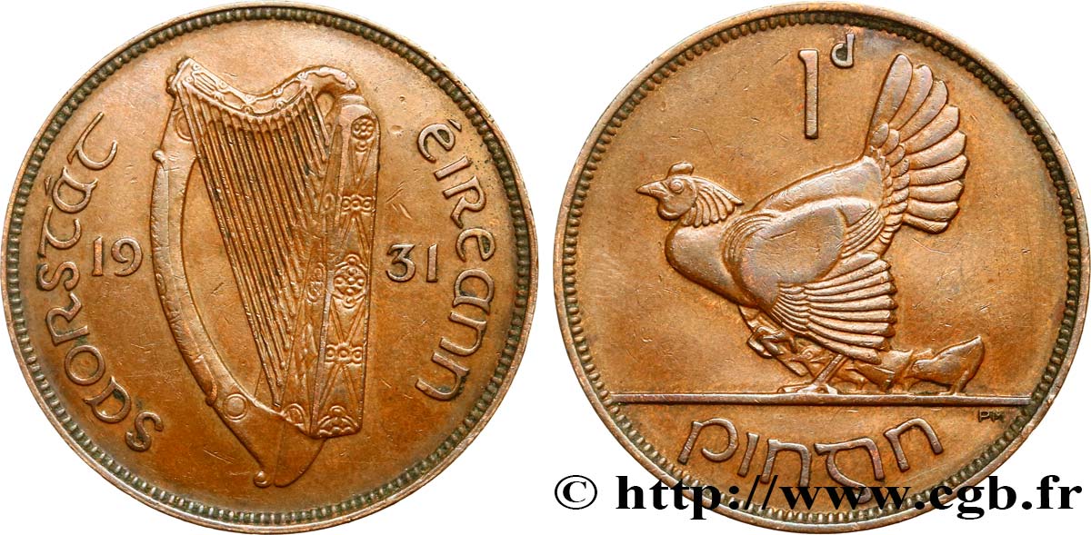 IRLANDA - ESTADO LIBRE 1 Pingin État libre d Irlande 1931  MBC+ 