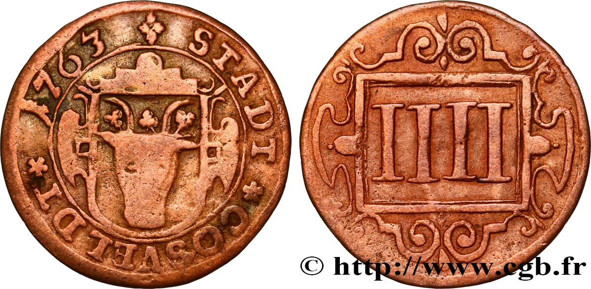GERMANY - COESFELD IIII (4) Pfennig emblème 1763  VF 