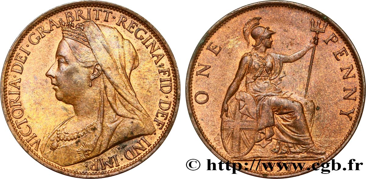 ROYAUME-UNI 1 Penny Victoria “Old Head” 1897  SUP 