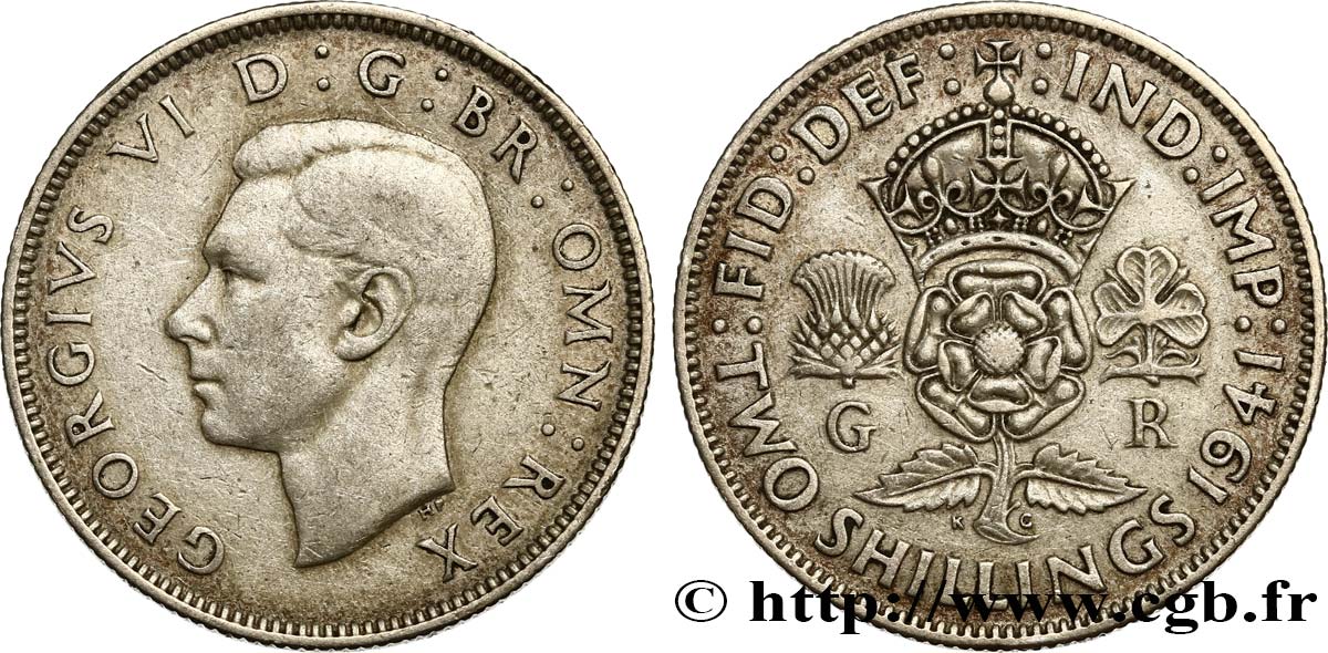 VEREINIGTEN KÖNIGREICH 1 Florin (2 Shillings) Georges VI 1941  fSS 