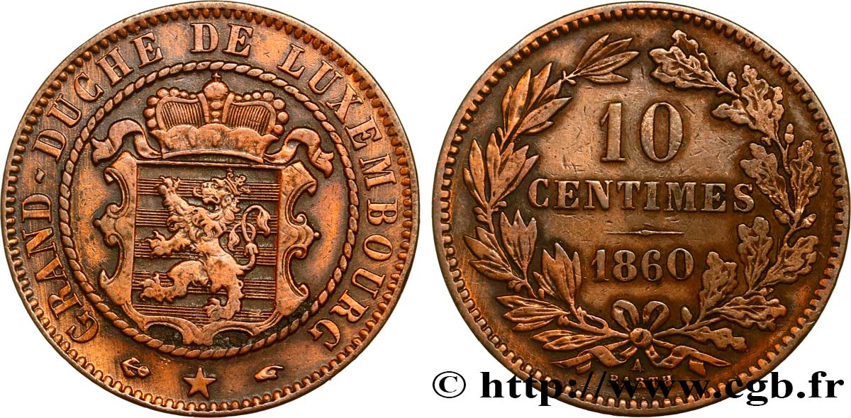 LUXEMBOURG 10 Centimes 1860 Paris - A TTB 