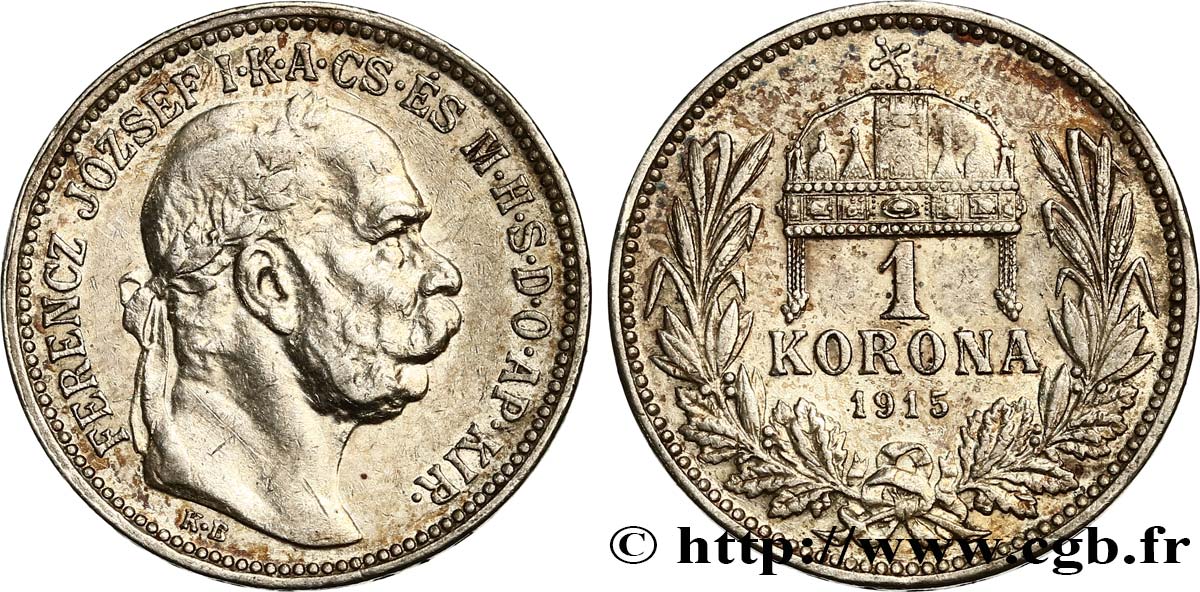 HUNGARY 1 Korona François-Joseph 1915  XF 