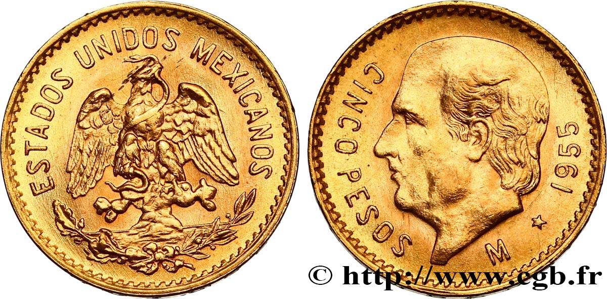 MÉXICO 5 Pesos Miguel Hidalgo y Costilla 1955 Mexico SC 