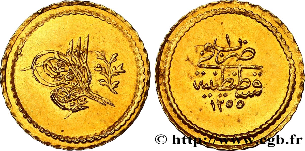 TURKEY 1/4 Memduhiye Altin Abdul Meijid AH 1255, An 1 1839 Constantinople AU 