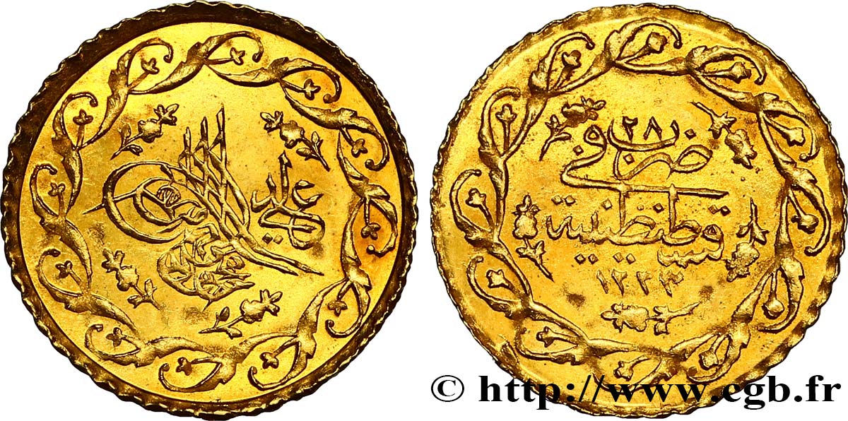 TURKEY 1/2 Cedid Mahmudiye Mahmud II AH 1223, An 28 1836 Constantinople MS 