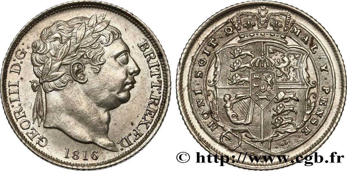 UNITED KINGDOM 6 Pence Georges III 1816 Londres AU 