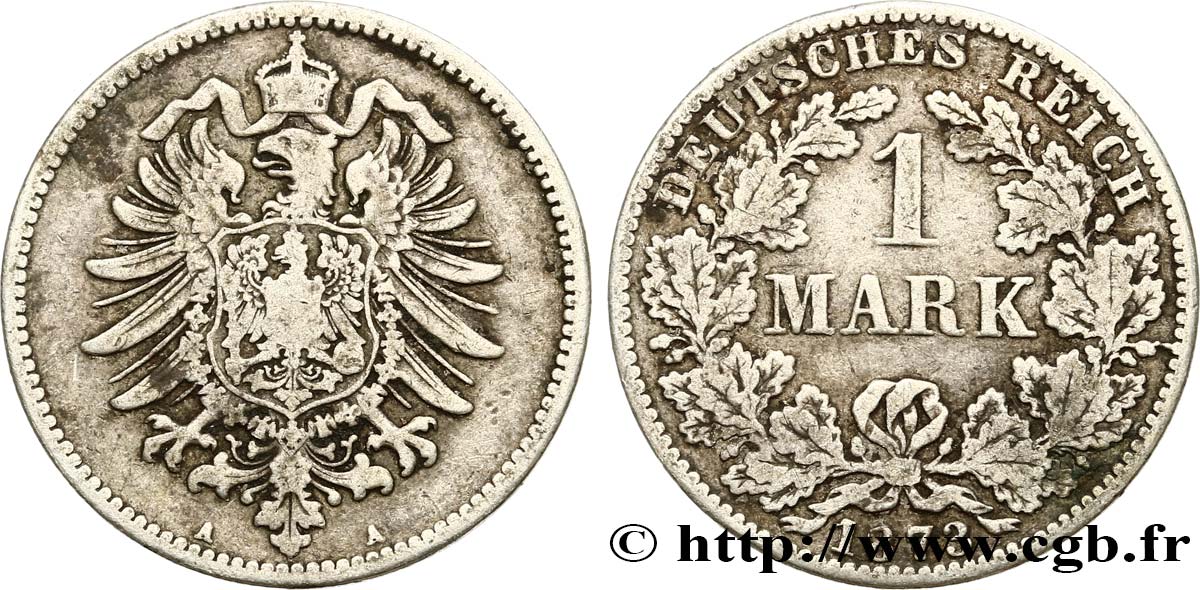 ALEMANIA 1 Mark Empire aigle impérial 1873 Berlin BC+ 
