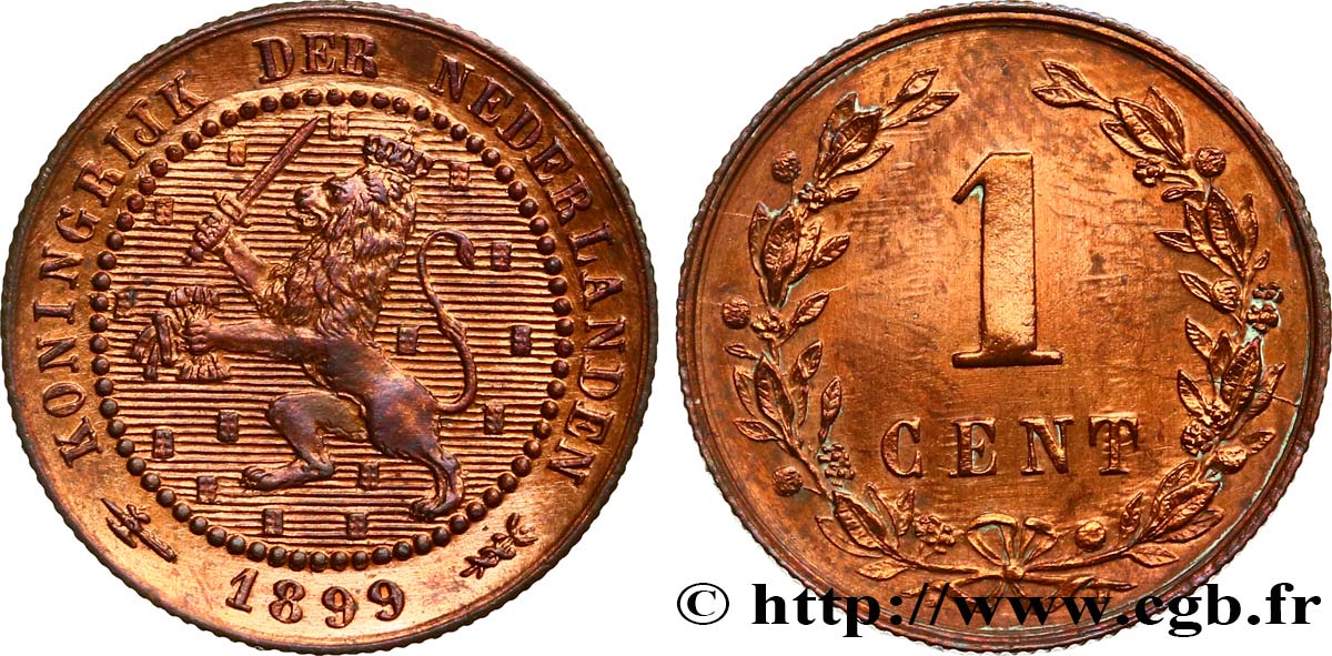 NETHERLANDS 1 Cent Wilhelmina 1899 Utrecht MS 