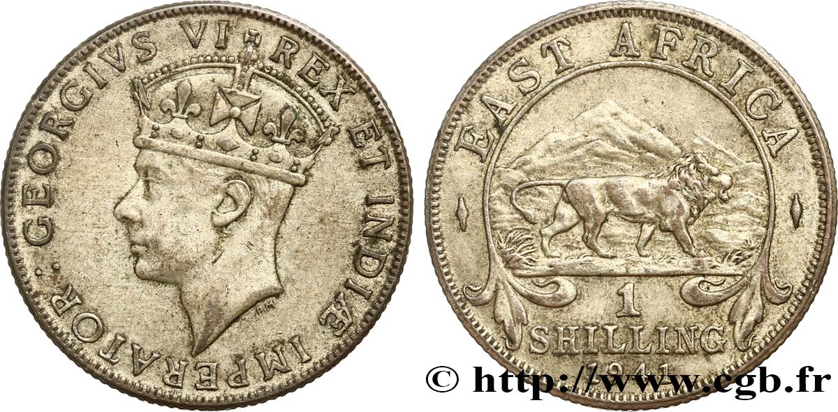 AFRIQUE DE L EST 1 Shilling Georges VI / lion 1941 Bombay - I TTB 