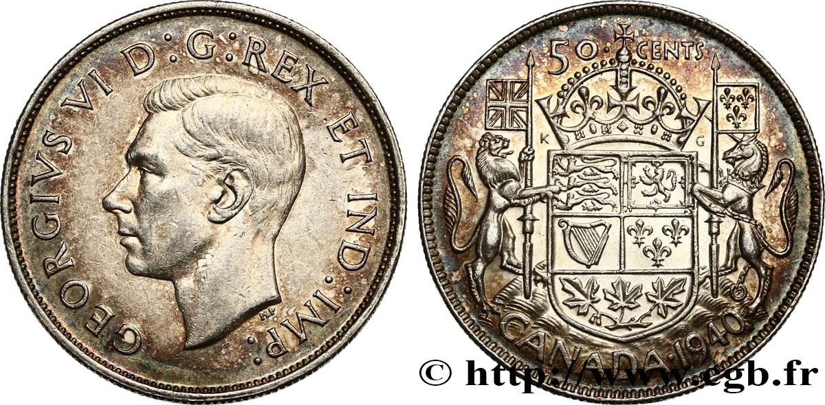 CANADA 50 Cents Georges VI 1940  AU 