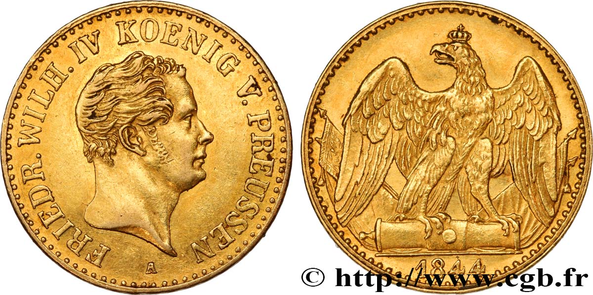 GERMANY - KINGDOM OF PRUSSIA - FREDERICK-WILLIAM IV 1/2 Frédéric d or 1844 Berlin AU 