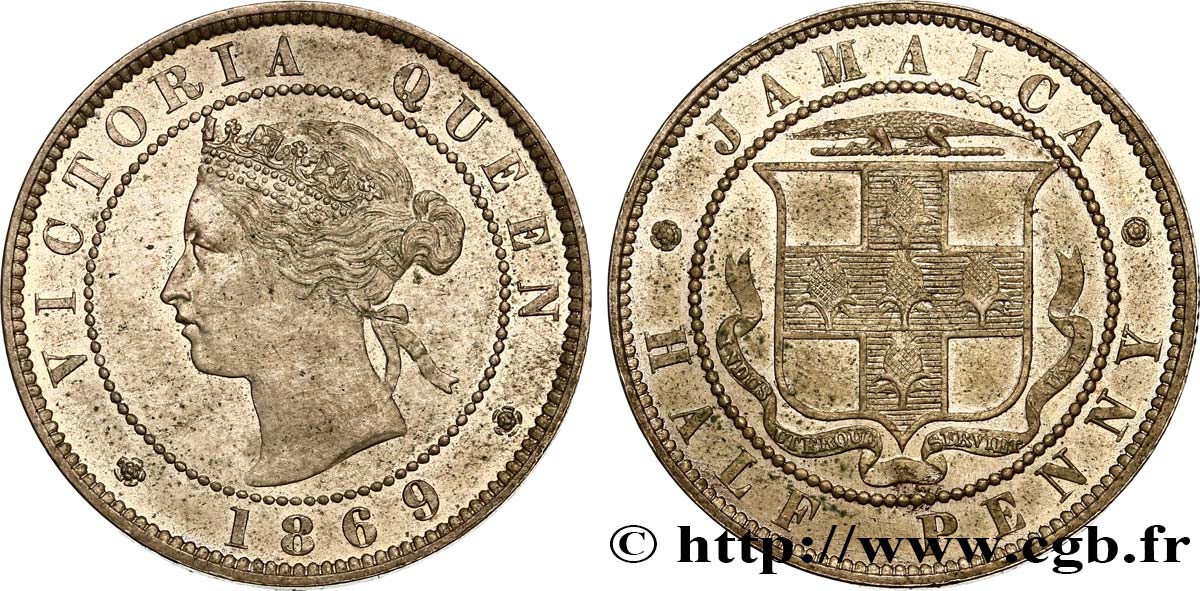 JAMAÏQUE 1/2 Penny Victoria 1869  SPL 