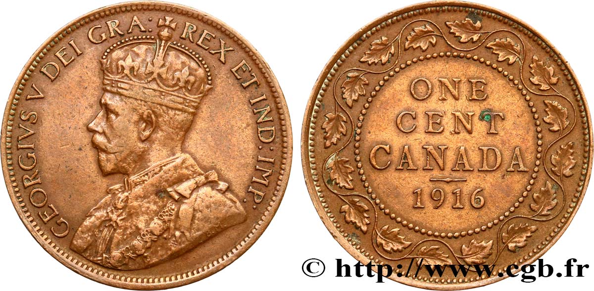 CANADA 1 Cent Georges V 1916  TTB 