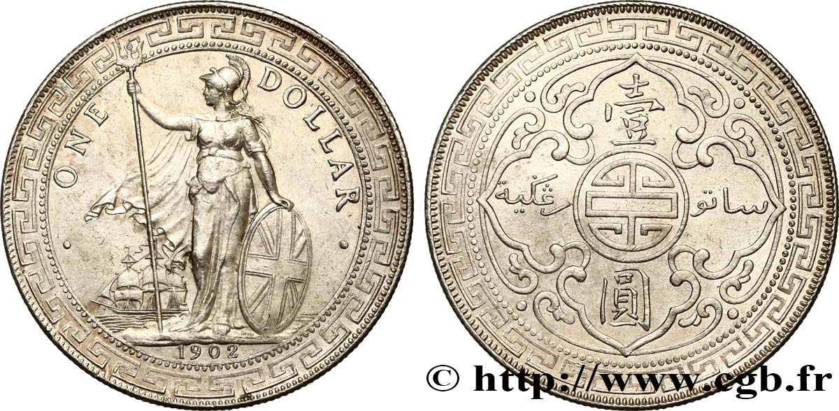 UNITED KINGDOM 1 Dollar Britannia 1902 Bombay AU/MS 
