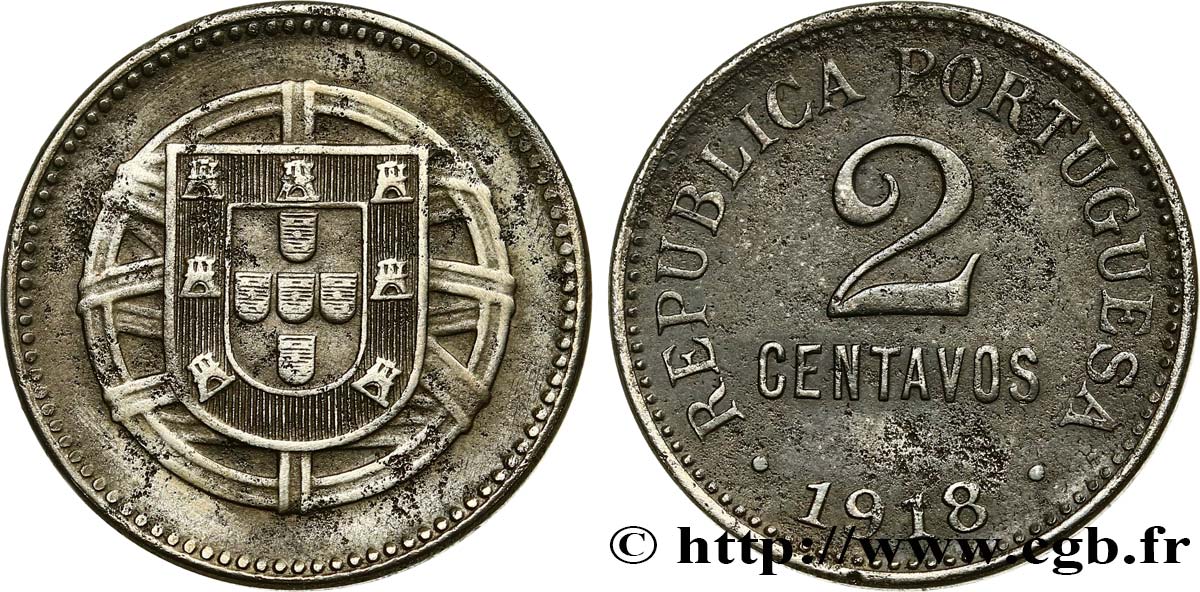 PORTUGAL 2 Centavos 1918  AU 