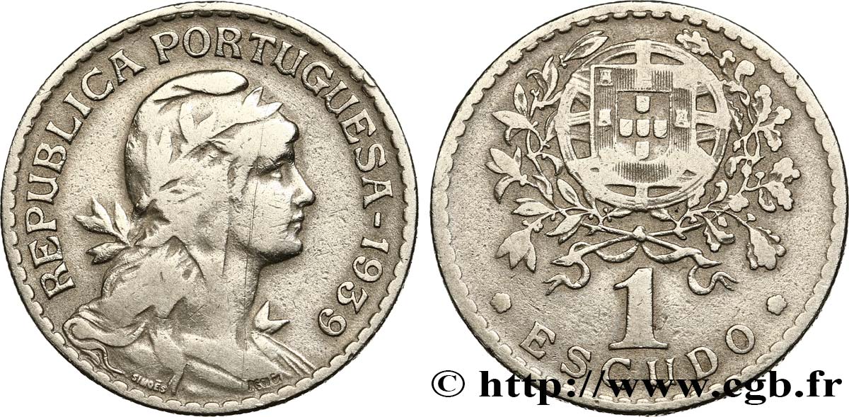 PORTUGAL 1 Escudo 1939  BC 