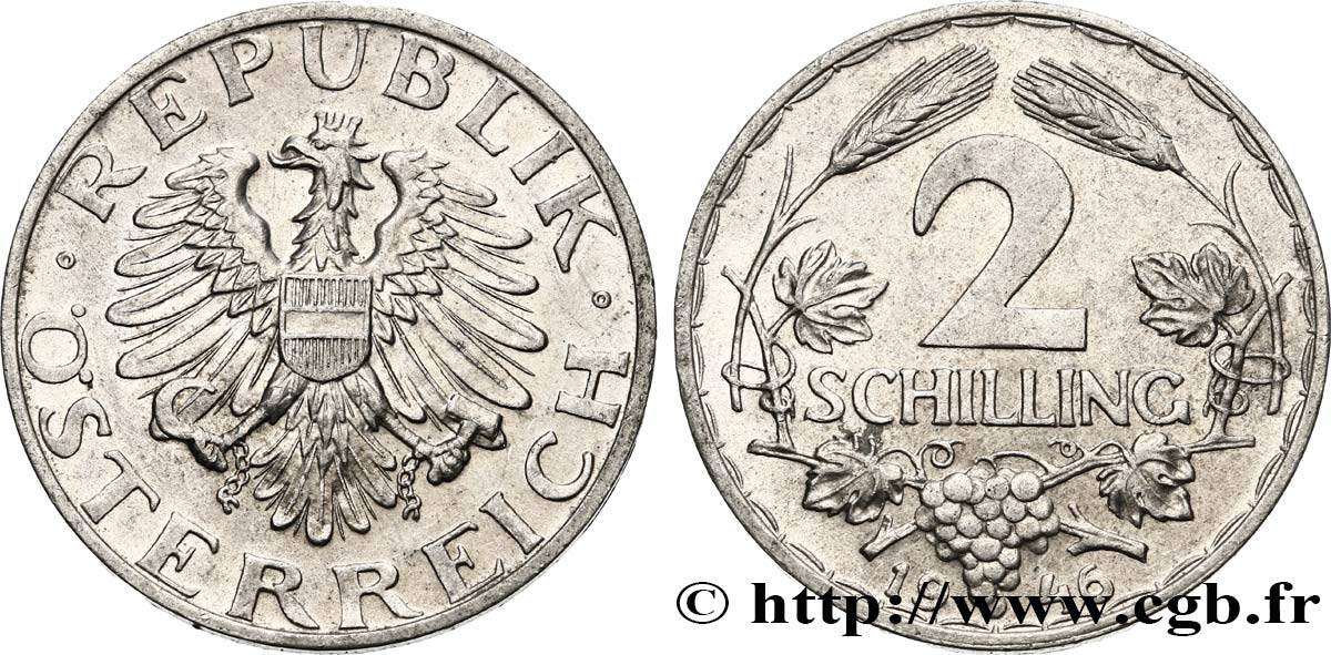 AUSTRIA 2 Schilling aigle 1946  AU 