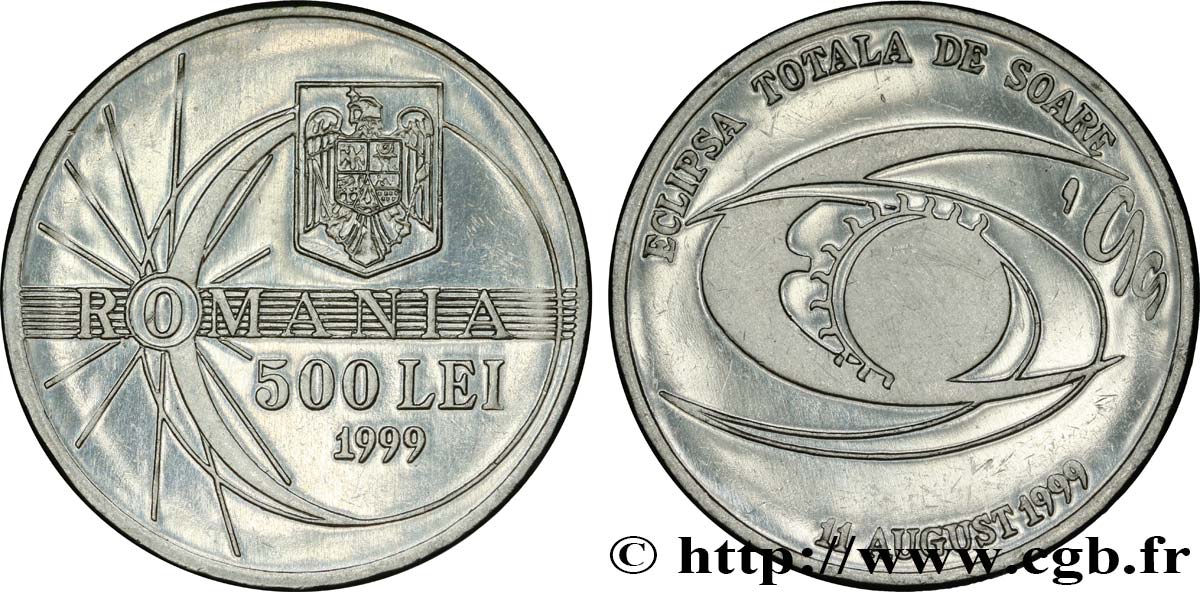 ROUMANIE 500 Lei éclipse de soleil (tranche A) 1999  SPL 