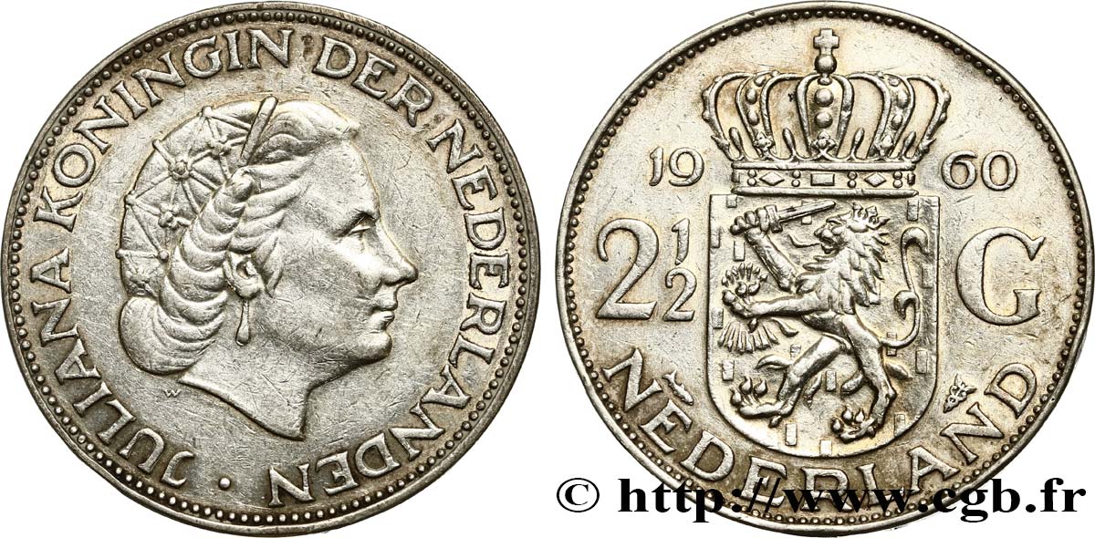 PAYS-BAS 2 1/2 Gulden Juliana 1960 Utrecht SUP 