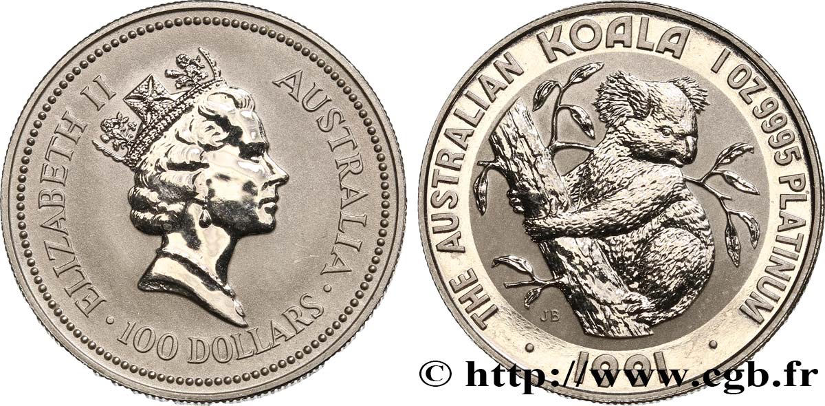 AUSTRALIE - ÉLISABETH II 100 Dollars Proof koala 1991  fST 