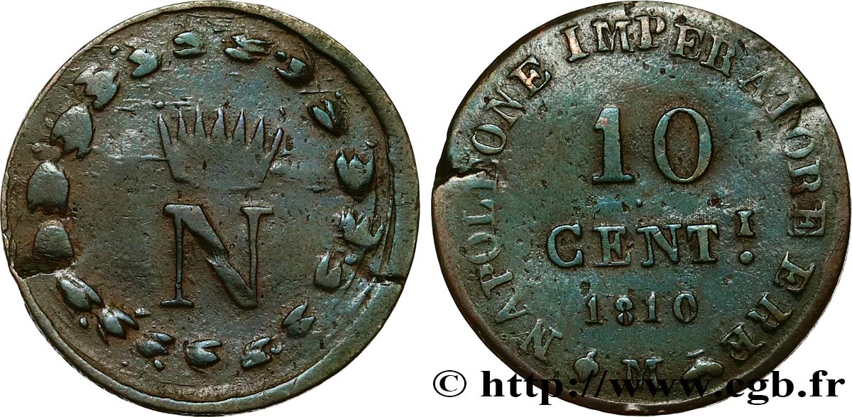 ITALIE - ROYAUME D ITALIE - NAPOLÉON Ier 10 Centesimi 1810 Milan B 