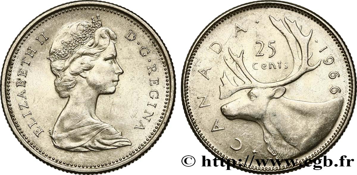 CANADA 25 Cents 1966  AU 