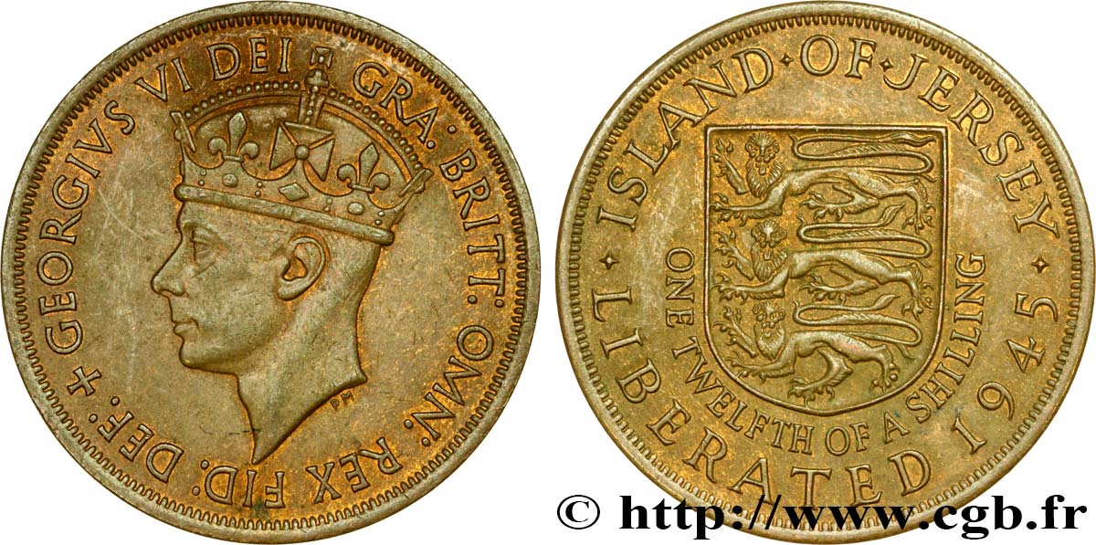 JERSEY 1/12 Shilling Georges VI 1945  TTB+ 