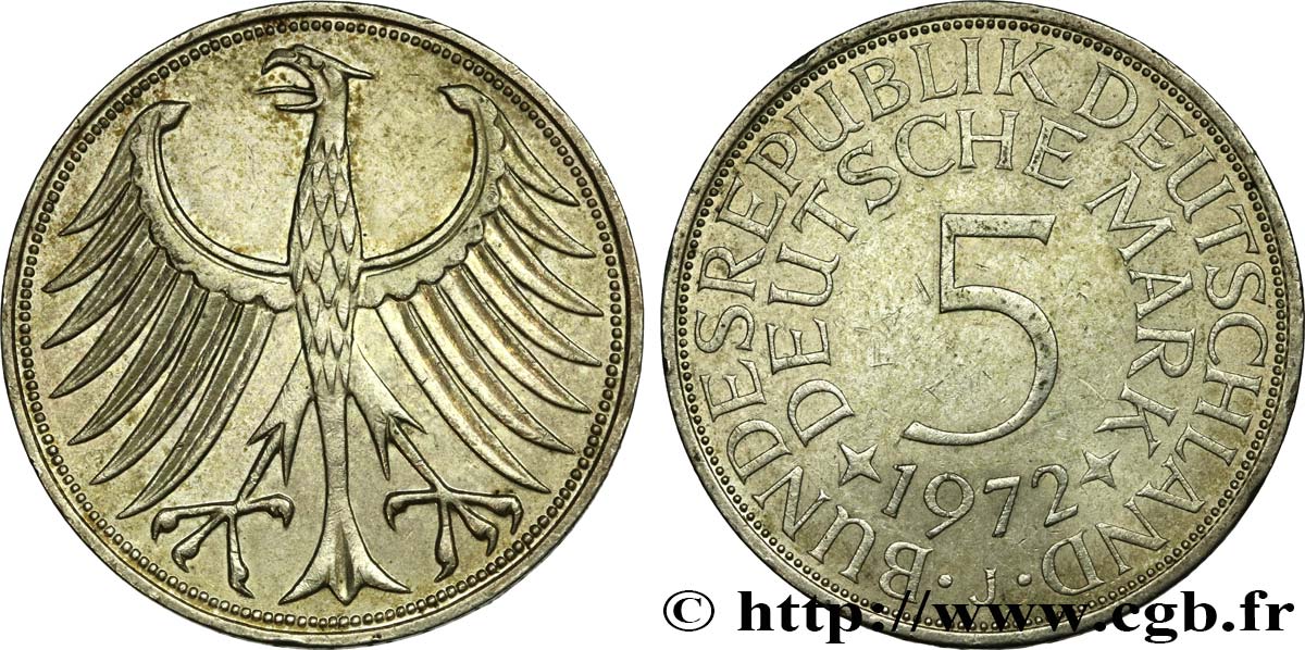 ALLEMAGNE 5 Mark aigle 1972 Hambourg - J SUP 