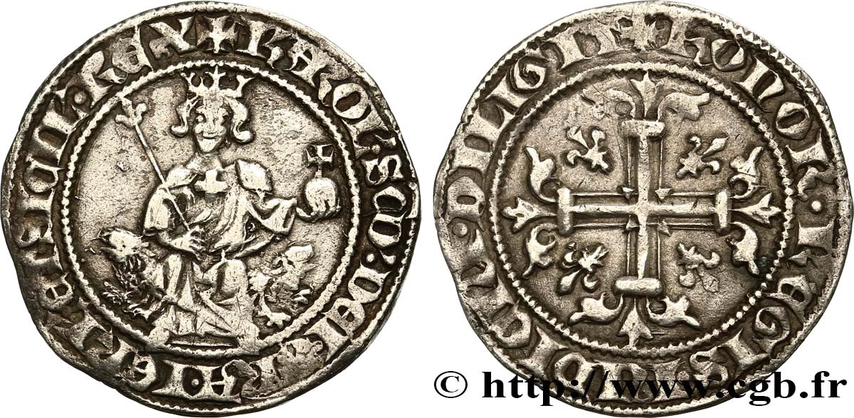 PROVENCE - COUNTY OF PROVENCE - CHARLES II OF ANJOU Carlin d argent n.d. Naples XF 