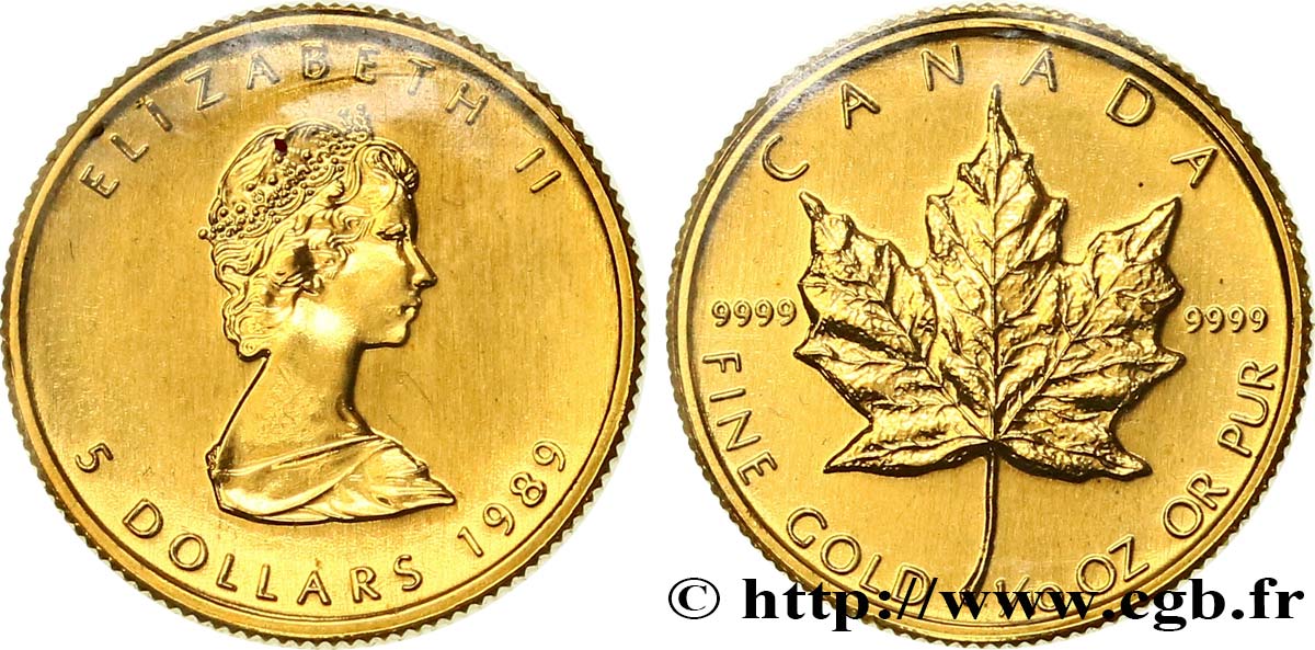 CANADA 5 Dollars or  Maple leaf  1989  FDC 