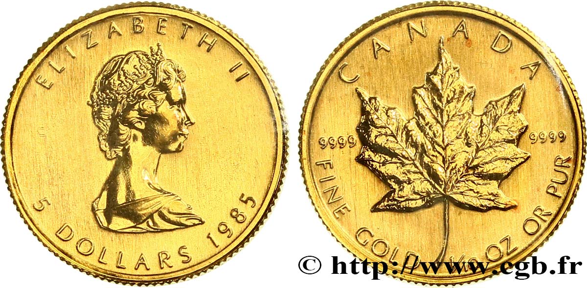 CANADA 5 Dollars or  Maple leaf  1985  MS 