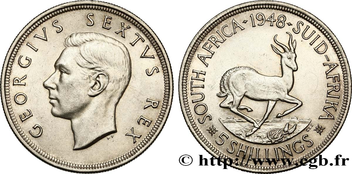SüDAFRIKA 5 Shillings Georges VI 1948 Pretoria VZ 