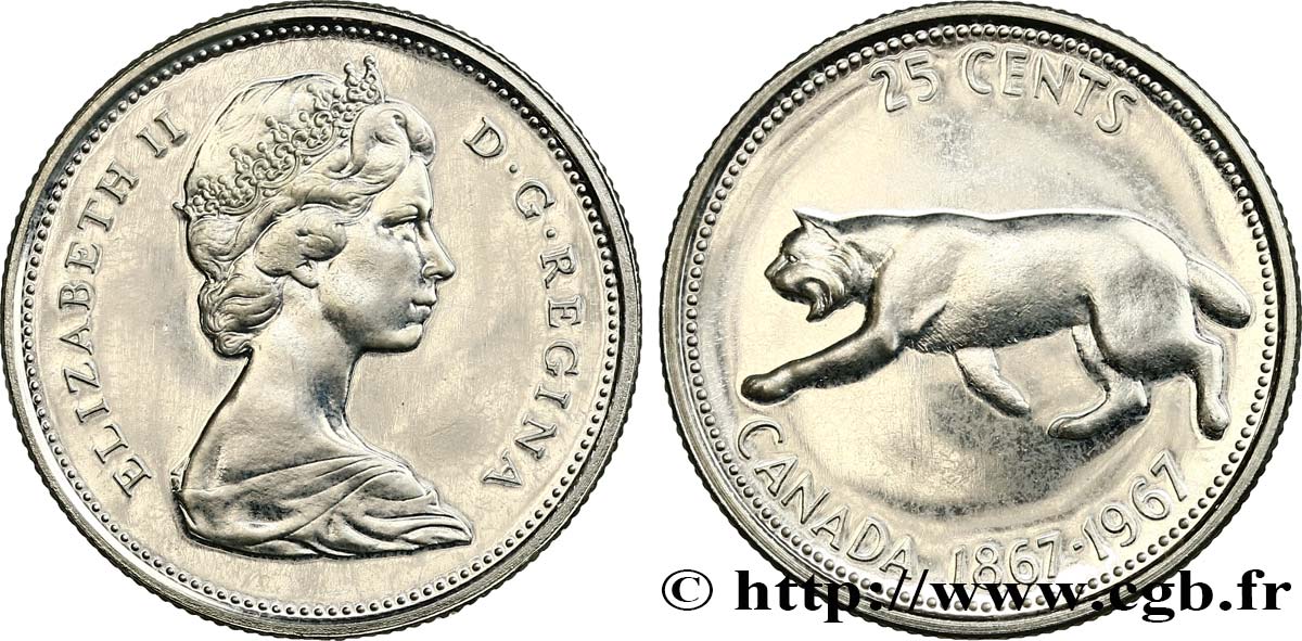CANADA 25 Cents centenaire de la Confédération 1967  SPL 