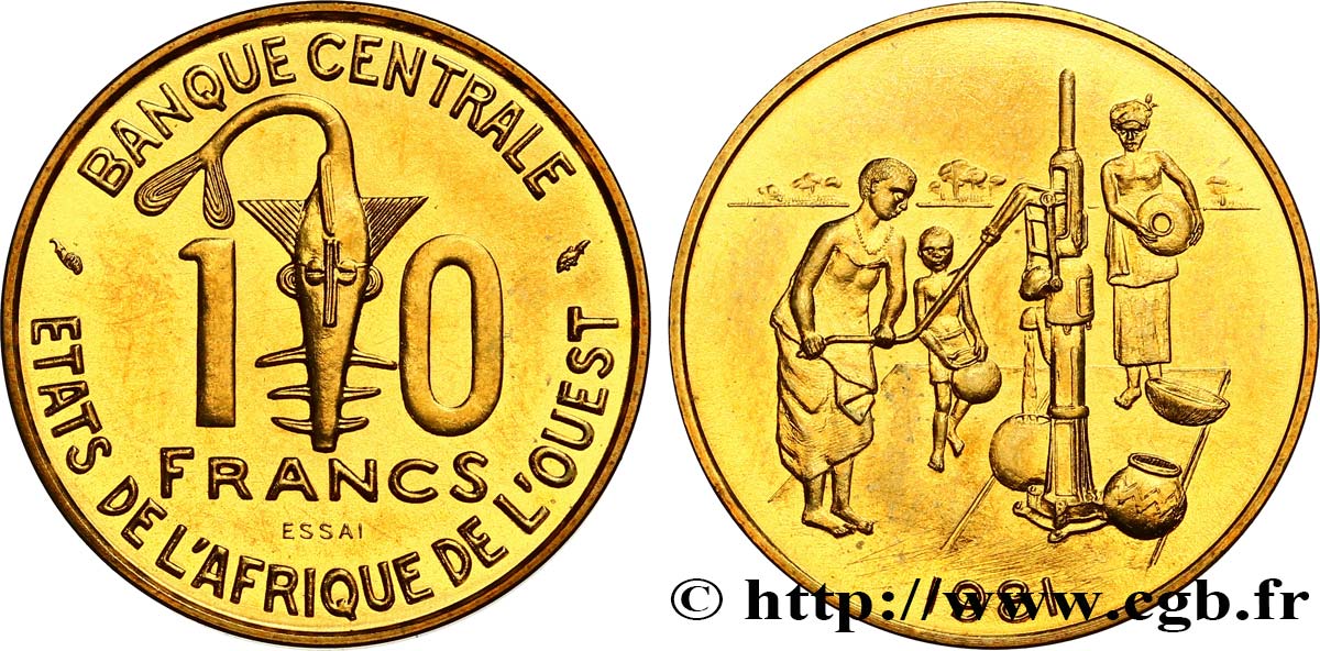 ÉTATS DE L AFRIQUE DE L OUEST (BCEAO) Essai de 10 Francs 1981 Paris SPL 