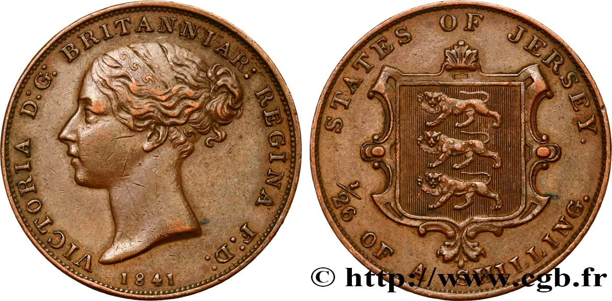 JERSEY 1/26 Shilling Victoria 1841  AU 