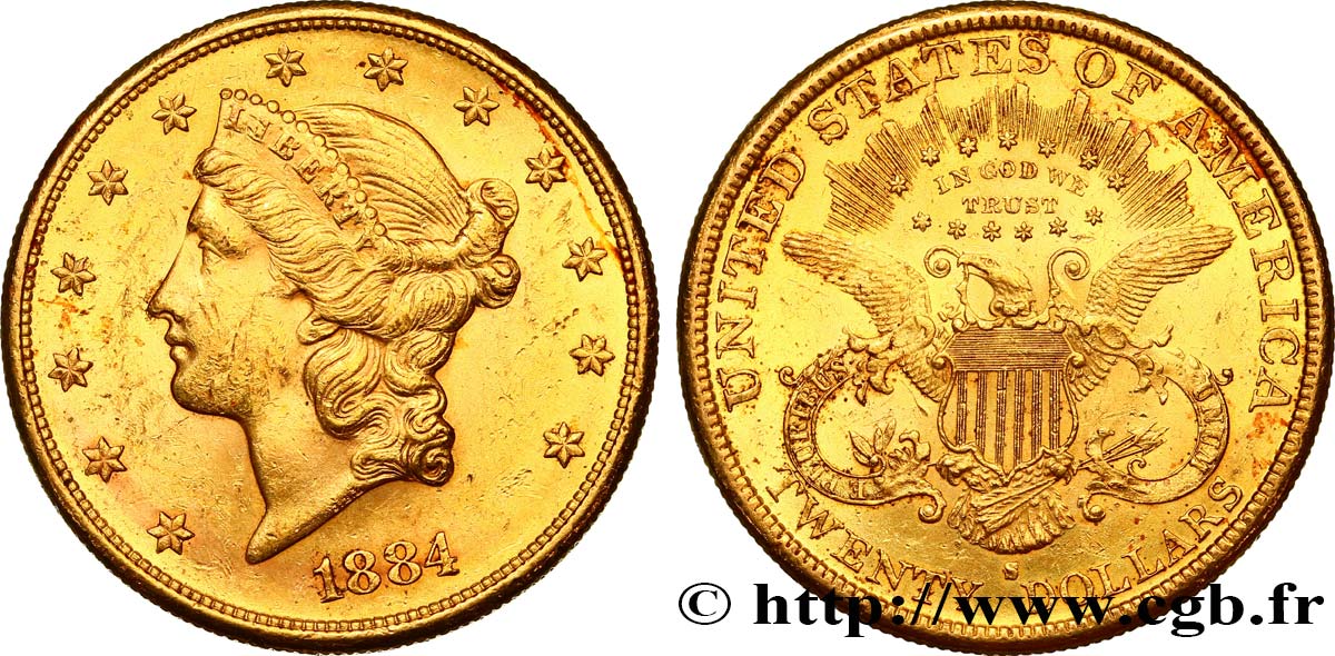 UNITED STATES OF AMERICA 20 Dollars  Liberty  1884 San Francisco AU 