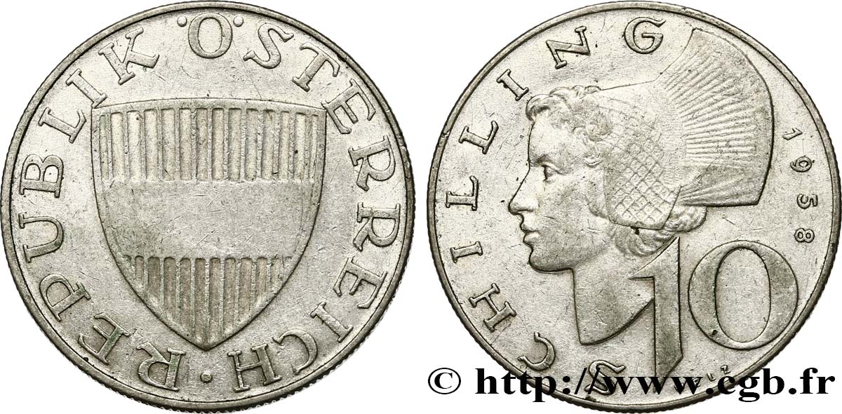 AUSTRIA 10 Schilling 1958  SPL 