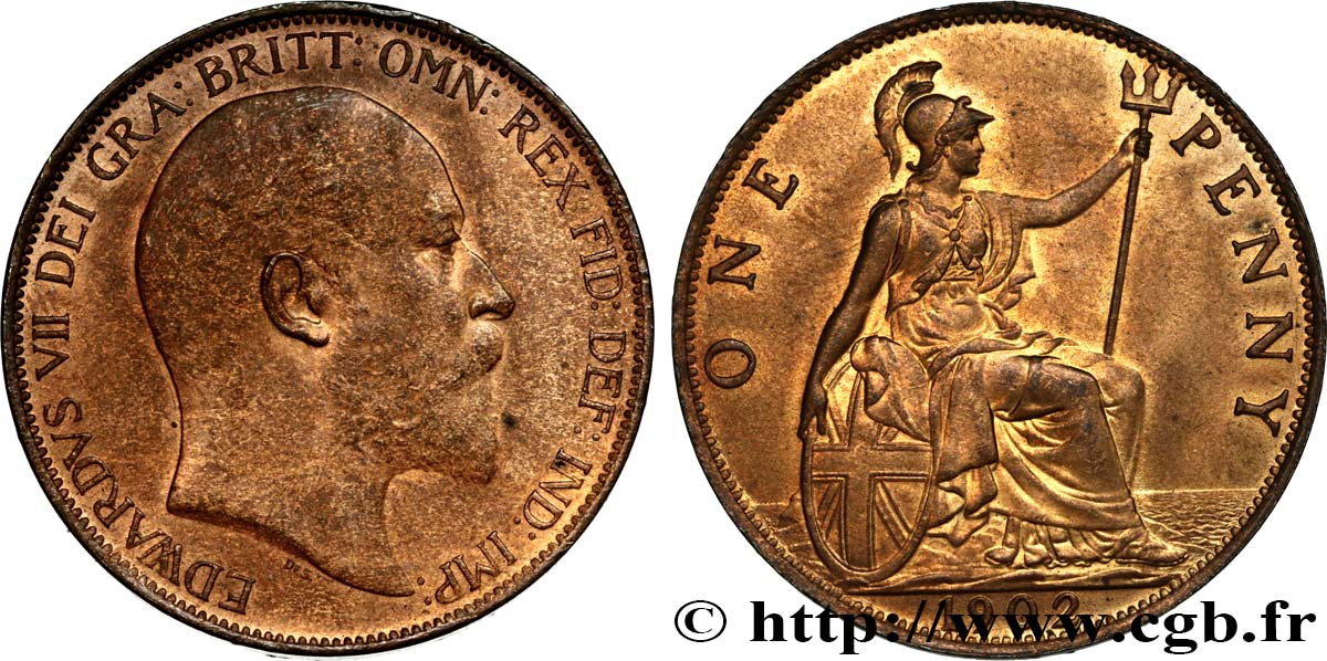 VEREINIGTEN KÖNIGREICH 1 Penny Edouard VII 1902  fST 