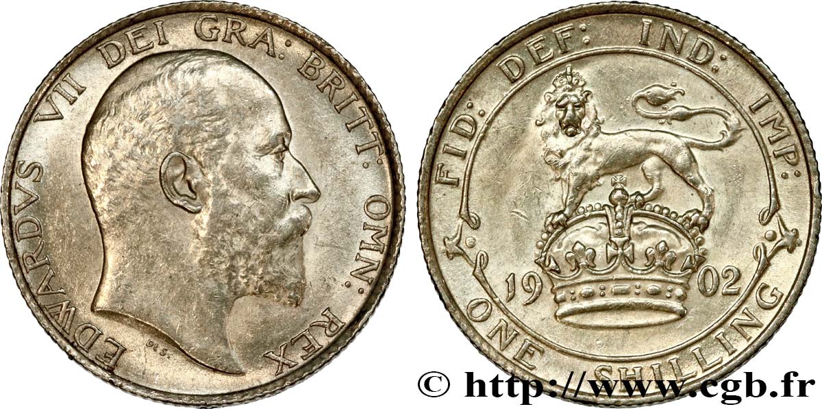 VEREINIGTEN KÖNIGREICH 1 Shilling Edouard VII 1902  fST 