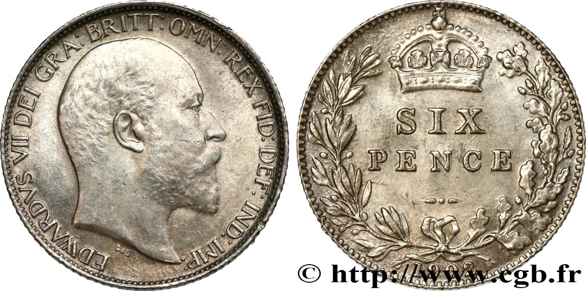 ROYAUME-UNI 6 Pence Edouard VII 1902  SPL 